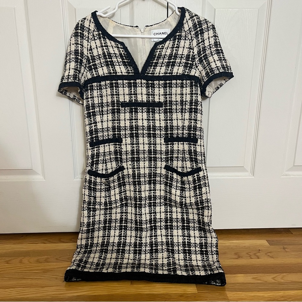 CHANEL Vintage Tweed Plaid Dress